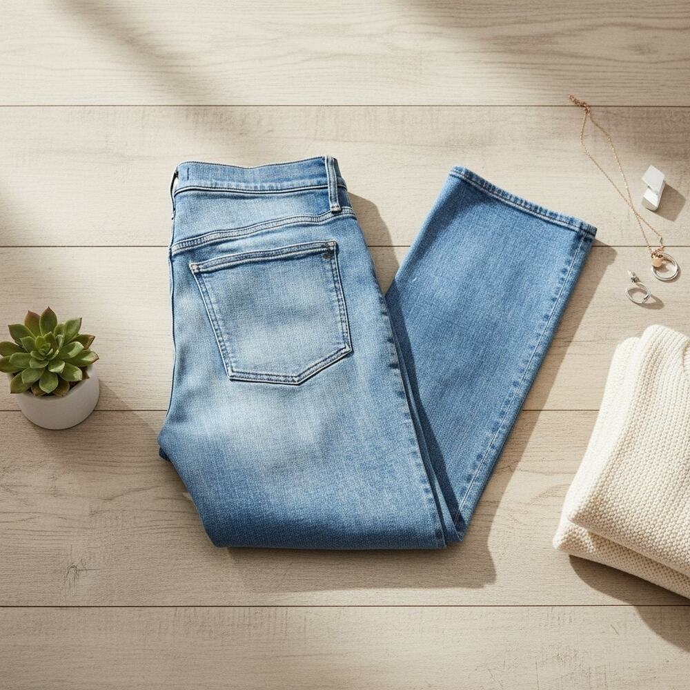 Madewell Women's 31 Mid-Rise Kick Out Blue Denim Jeans